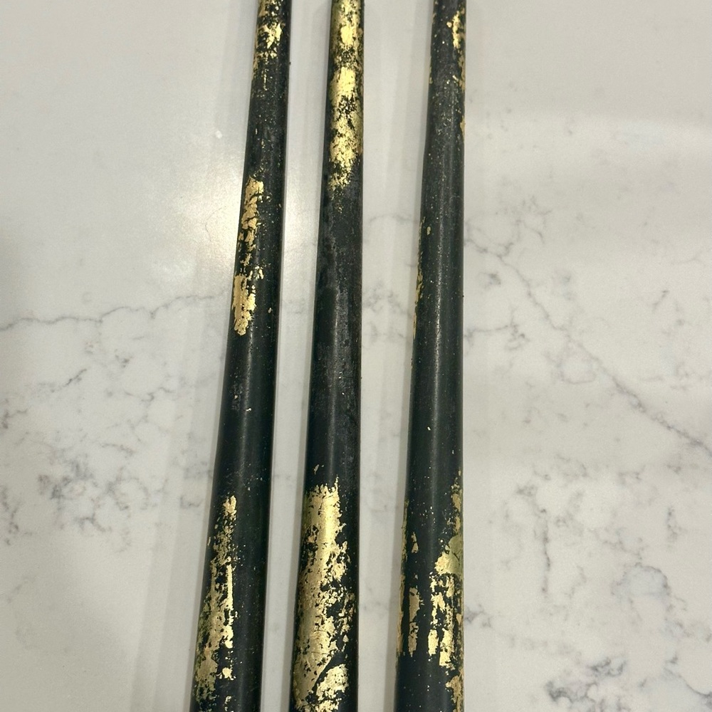 3 pack black and gold candlesticks